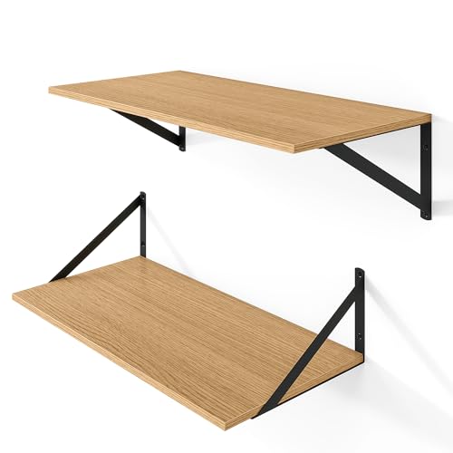 24W x 12D Deep Floating Shelves Set of 2 Oak (2 Count)