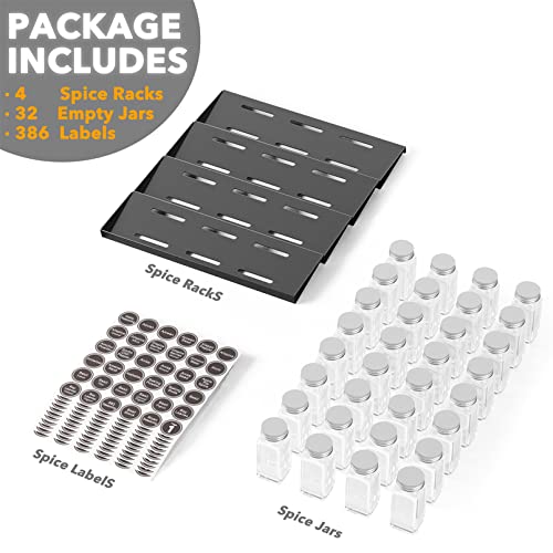 Spice Drawer Organizer with 32 Spice Jars