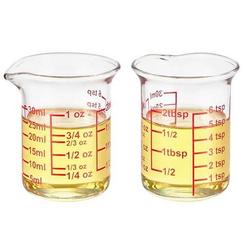 Glass Measuring Cups with V (2 Count (1 fl oz each))