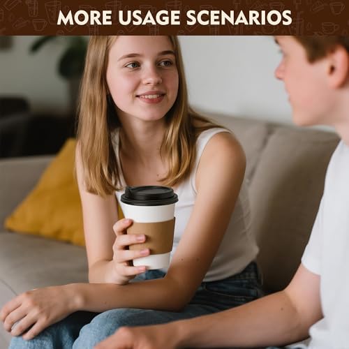 12 oz 50 Pack Coffee Cups with Lids and Sleeves (50 Count)
