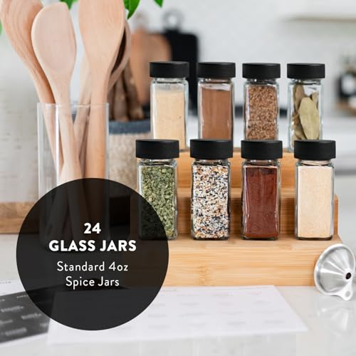Glass Spice Jars with Label 24 PK (24 Count)