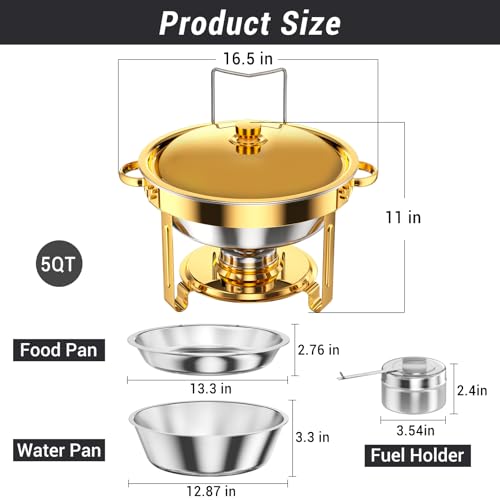 Round Chafing Dishes for Buffet 5 Qt (4 Count (5 Qt each))