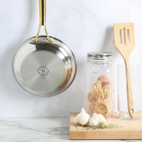 Castelle 9.5 Inch Stainless Steel Frying Pan with Gold