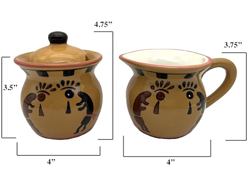 Western Kokopelli Hand Painted Ceramic Creamer & Sugar Set