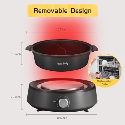 Hot Pot Electric Upgraded Separable Shabu Shabu Pot with Divider Hotpot Pot Electric Cooker Dual Sided 110V 1350W Non