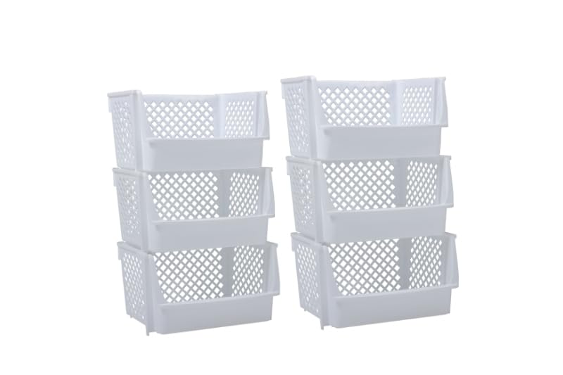 XLarge Stackable Storage Bins Open Front for Pantry Storage (6 Count)