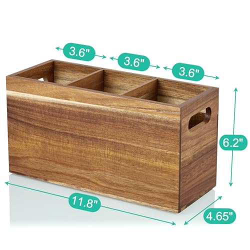 Acacia Wood Utensil Holder Organizer for Counter
