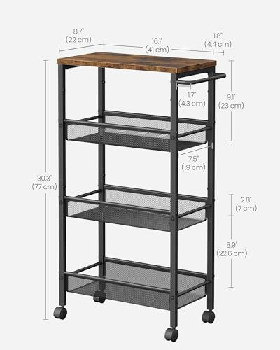 4 Tier Slim Rolling Storage cart with Wheels