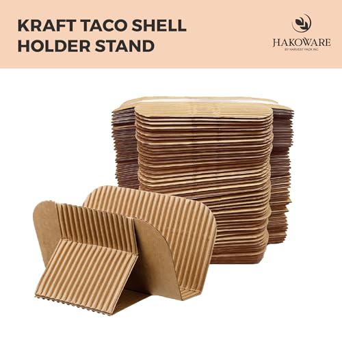 Disposable Kraft Paper Taco Holder Stand Food Tray Plates for Tacos & Pita (200 Count)