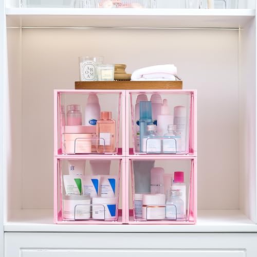 4 Pack Large Stackable Storage Drawers (4 Count)