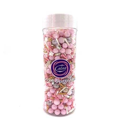 Rose and Gold Sprinkles Sugar Sprinkle Mix Pink Sprinkles Cake Decorations Cupcake Toppers Cookie Decorating Ice Cream Celebrations Shaker Jar Wedding Shower Party(120g (4.2 Ounce)
