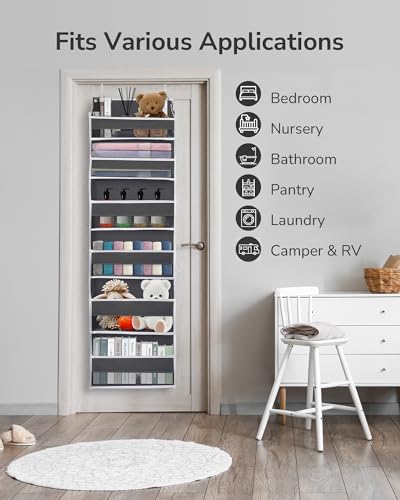 Over The Door Organizer with 6 Large Pockets 12 Side Pockets