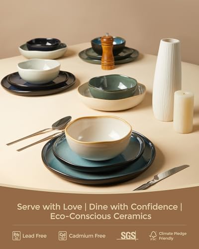 24 Pieces Dinnerware Set for 6 with Pasta Bowls