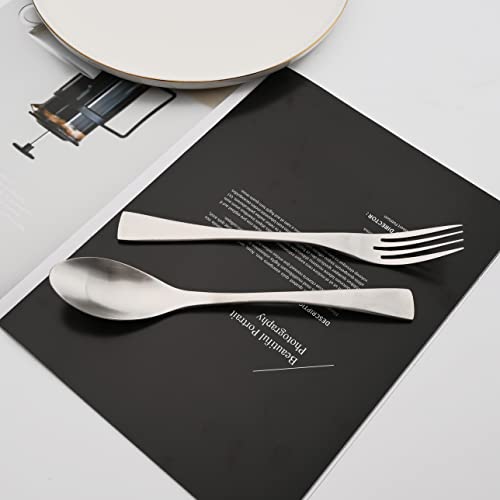 Luxury 304 Stainless Steel Matte Silver Cutlery Flatware Set