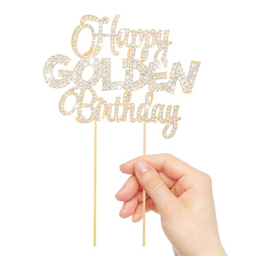 Happy Golden Birthday Cake Topper Rhinestones Golden Birthday Cake Toppers
