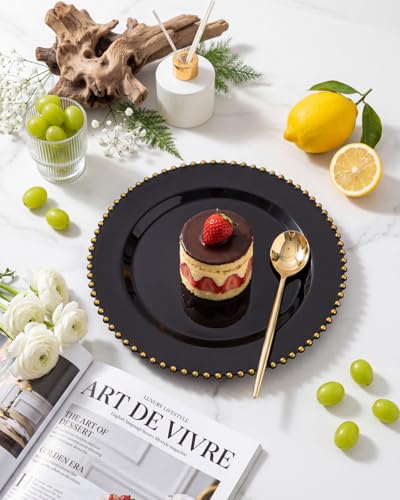 180PCS Black and Gold Plastic Plates Dinnerware Set for 30 Guests (180 Count)