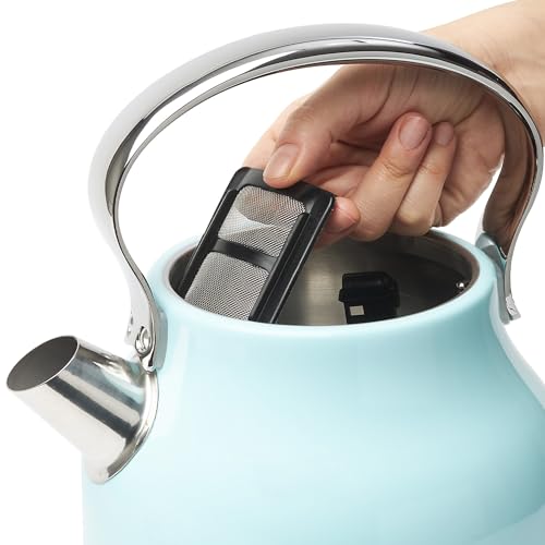 Heritage 1.7 Liter Stainless Steel Retro Electric Tea Kettle with Auto Shutoff and Dry Boil Protection