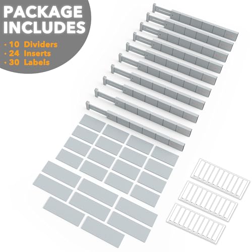 Bamboo Drawer Dividers with Inserts and Labels