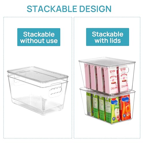1 Pack Clear Stackable Storage Bins with Lids and Handles