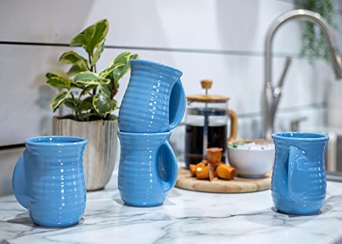 Ribbed 14 ounce Ceramic Stoneware Handwarmer Mugs Set of 4 (4 Count)