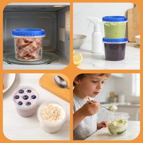 6 Pack Freezer Containers with Screw On Lids 24 Oz (6 Count)