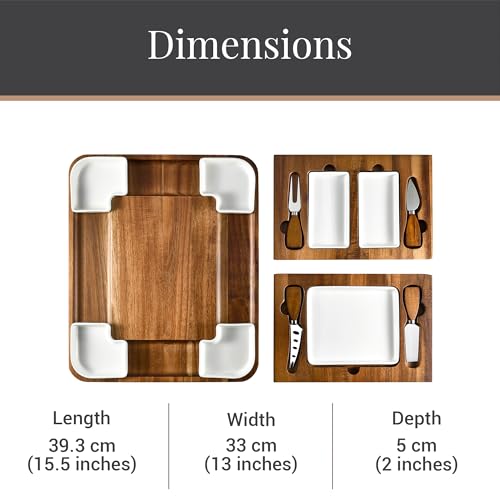 Personalized Charcuterie Board & Cheese Platter Set Large Acacia Wood with Custom Engraving (13 Count)