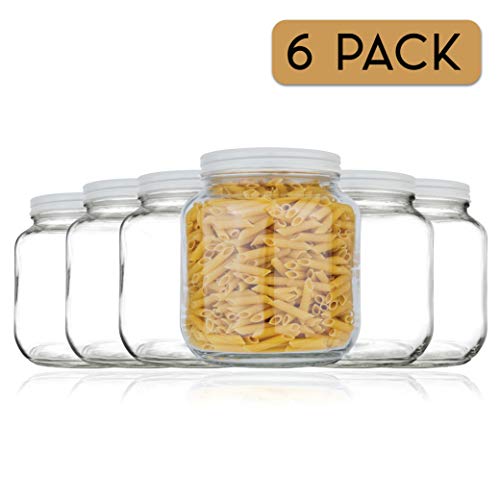 6 Pack Half Gallon Glass Mason Jar Wide Mouth with Airtight Metal Lid