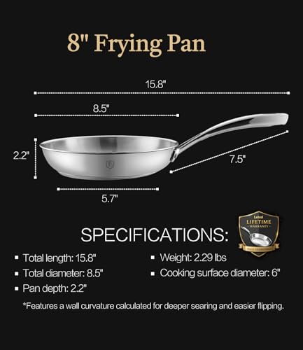 8 Inch 316 Stainless Steel Frying Pan with Heat