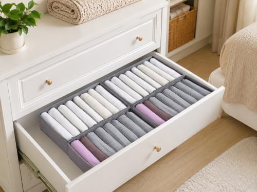 4 Pack Drawer Organizers for Clothing (4 Count)
