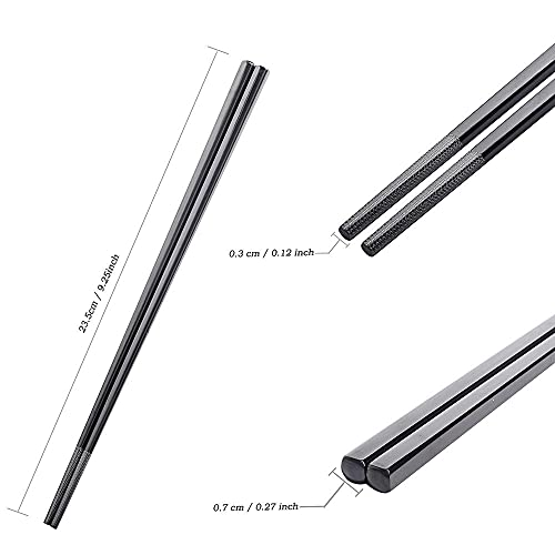 Metal Chopsticks Reusable Titanium Plated Stainless Steel Chopsticks Japanese Korean Chopsticks for Food & Cooking 9.5Inch Non