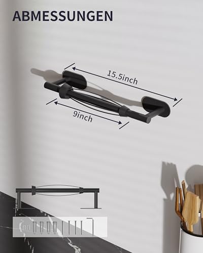 Black Paper Towel Holder Under Cabinet with Damping Self Adhesive
