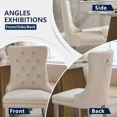 Cream Velvet Dining Chairs Set of 6 (6 Count)