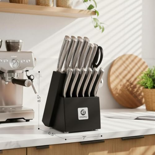 14 Piece Japanese Gyutou Stainless Steel Knife Set with Block (14 Count)