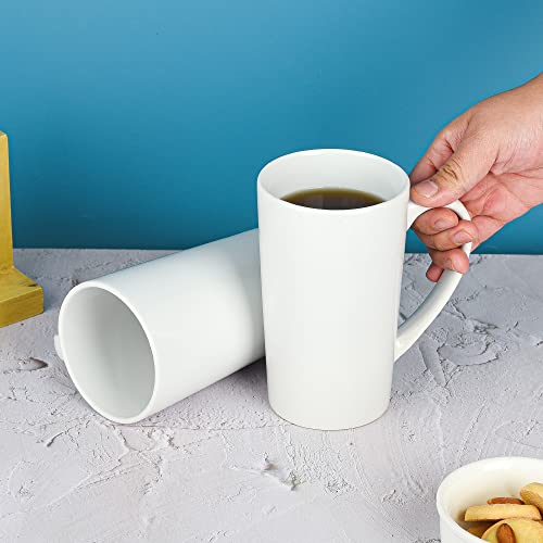 22oz white Super Large tall Ceramic Coffee Mugs Large Handles Set of 4 (4 Count)