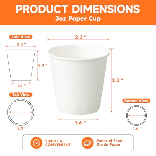 600 Pack 3 oz Bathroom Paper Cups for Mouthwash (600 Count)