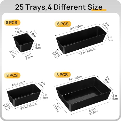 25 Pack Plastic Drawer Organizers with Non (25 Count)