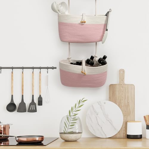 Over The Door Hanging Baskets with Button Strap (33.12 Ounce)