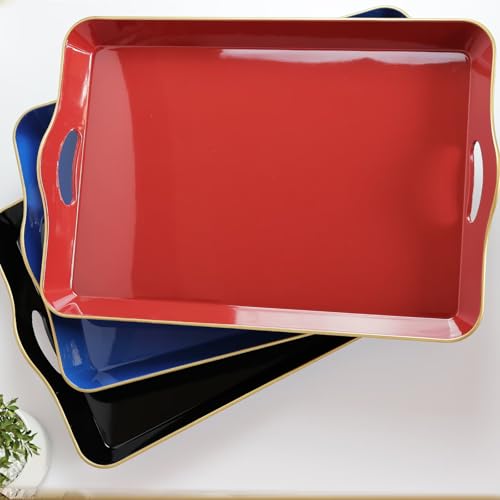 Large Blue Serving Tray with Handles