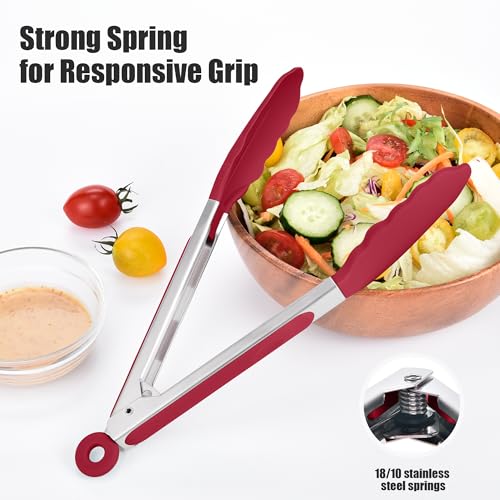 Kitchen Tongs with Silicone Tips for Cooking Serving