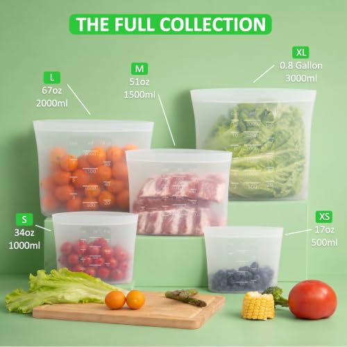 100% Platinum Silicone Reusable Food Storage Bags (4 Count)