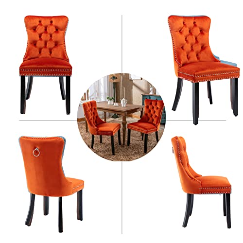 Orange Velvet Dining Chairs Set of 2 (2 Count)