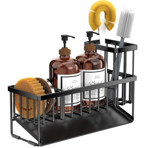 Extra Large Kitchen Sink Caddy Organzier with High Brush Holder