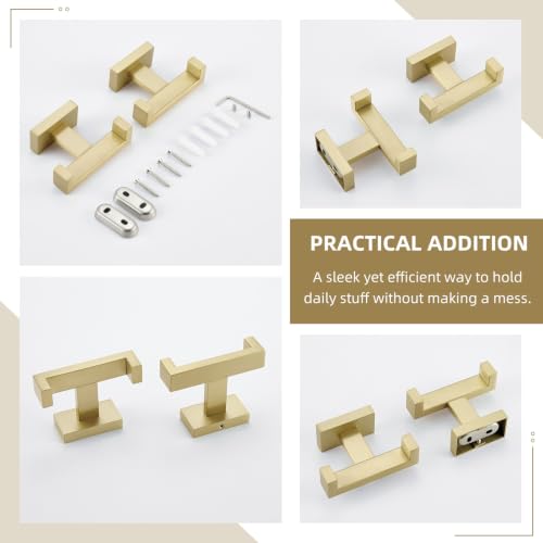 Double Towel Hook Brushed Gold (2 Count)