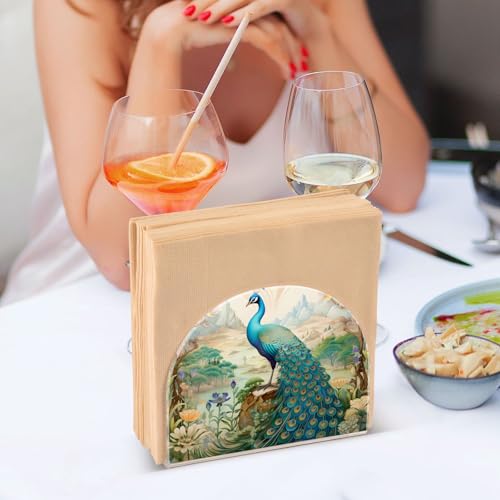 Peacock Garden Napkin Holder for Table Paper Napkins Holder Acrylic Tissue Dispenser Kitchen Dining Room Bathroom Party Car Decor
