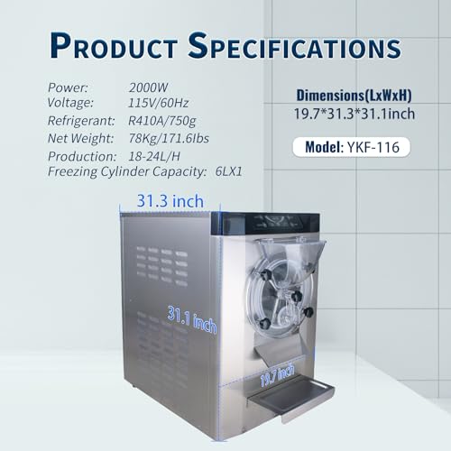 2000W Commercial Hard Ice Cream Machine
