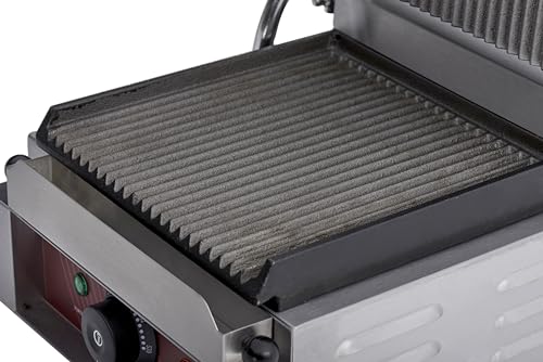 Commercial Electric Panini Sandwich Grill with Grooved Plates