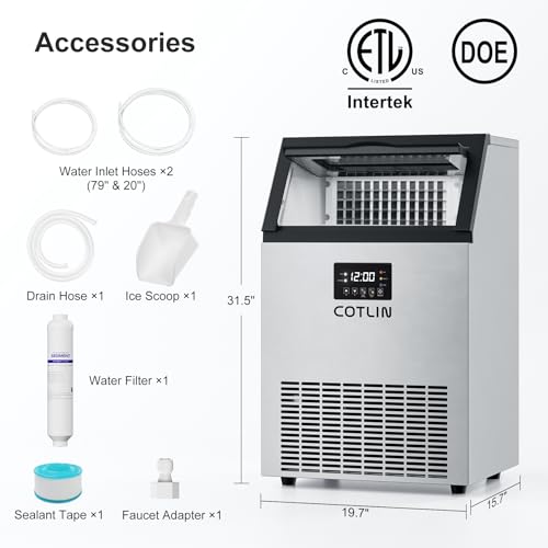 200Lbs 24H Commercial Ice Maker Machine 60 Ice