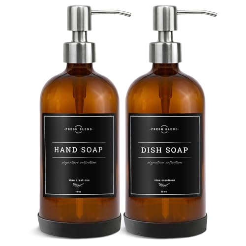 Amber Glass Soap Dispenser (2 Count)