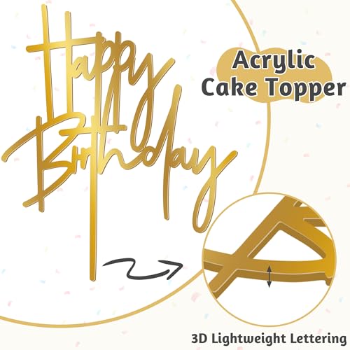 1PCS Gold Birthday Cake Topper
