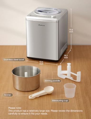 Largest 2.64Qt lce Cream Maker with Upgrade Fastest 250W Compressor